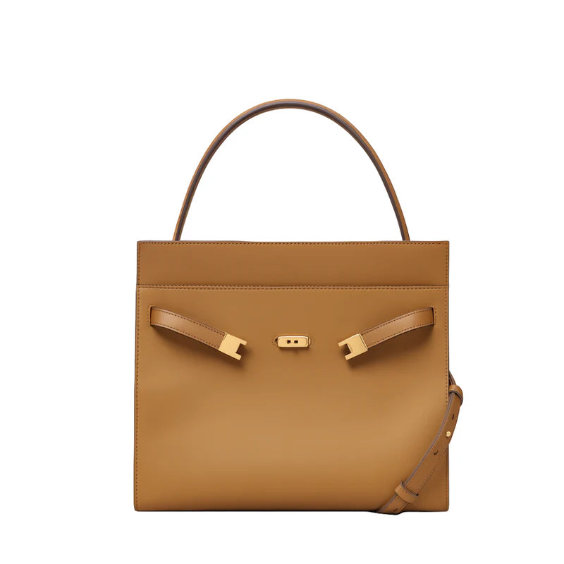 Tory Burch T‑Monogram Coated Canvas Small Zip Tote – Granola