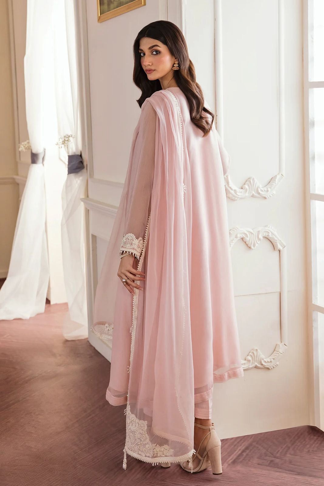 Elegant Blush Pink Embroidered Luxury Lawn