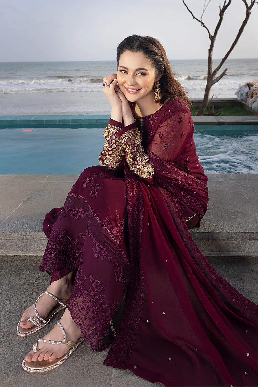 Luxury Wedding Chiffon Embroidered Suit