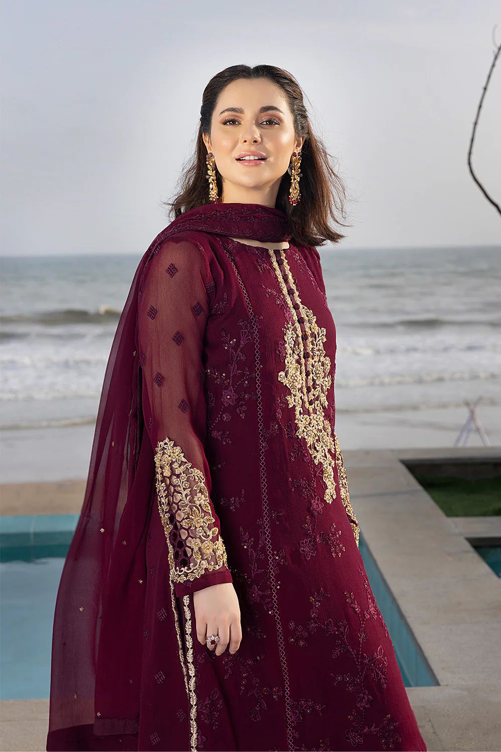 Luxury Wedding Chiffon Embroidered Suit