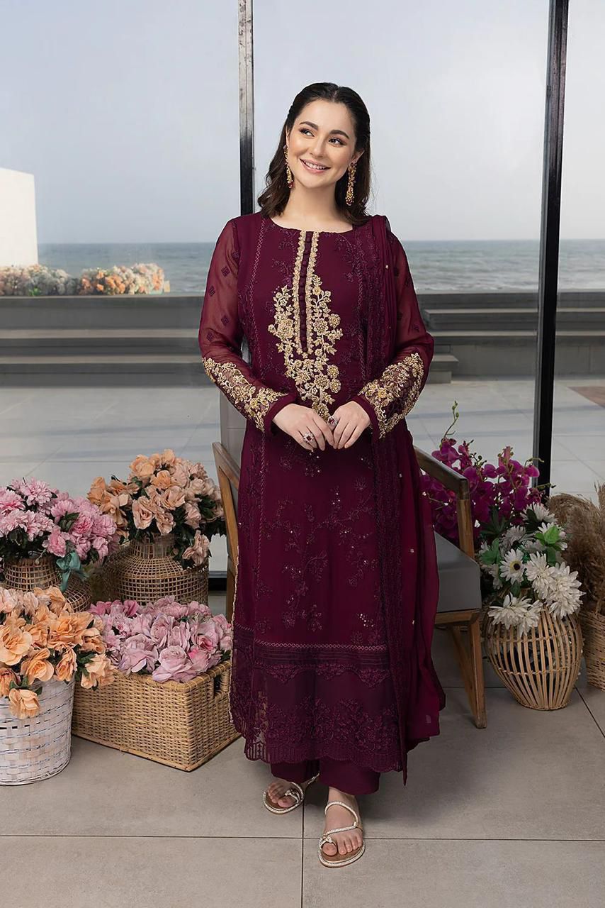 Luxury Wedding Chiffon Embroidered Suit